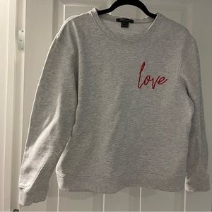 ***😀3 for $35./NWOT French Connection light heather grey sweat shirt, red Love.